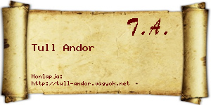 Tull Andor névjegykártya